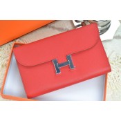 Hermes H Wallet Red Silver