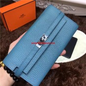 Hermes Kelly Wallet Togo Leather Blue