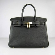 Hermes Birkin 30cm Togo leather Handbags black gold