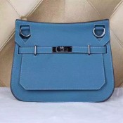 Hermes Jypsiere 28cm Crossbody Bag Blue Silver