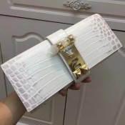 Hermes Medor Clutch 29cm Croco White